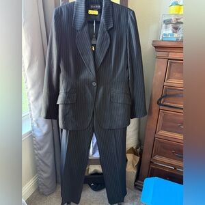 Black Brand Woman’s Lined Penstripe Striped Suit